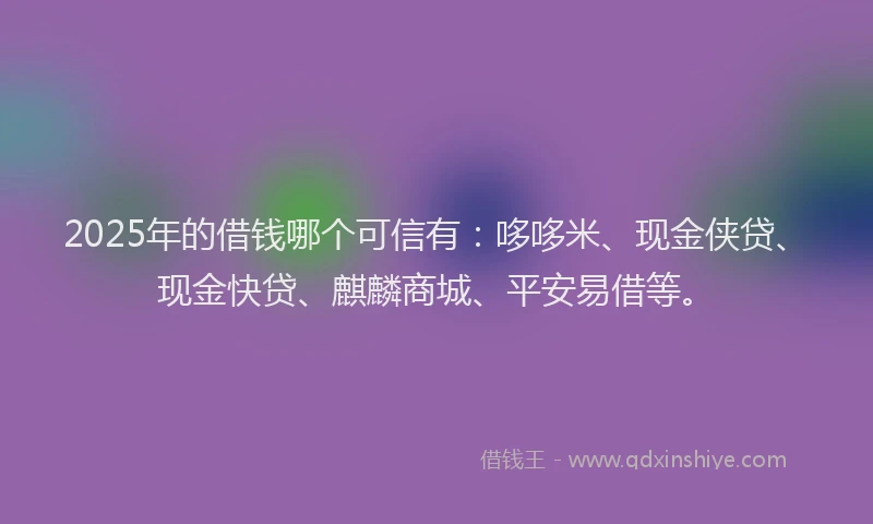 2025年的借钱哪个可信有：哆哆米、现金侠贷、现金快贷、麒麟商城、平安易借等。