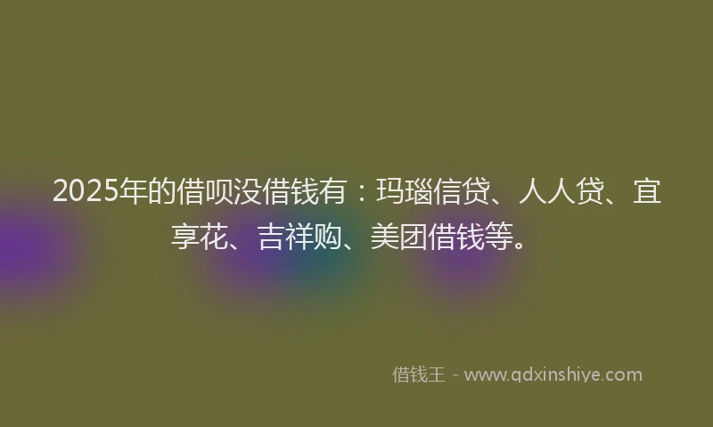 2025年的借呗没借钱有：玛瑙信贷、人人贷、宜享花、吉祥购、美团借钱等。