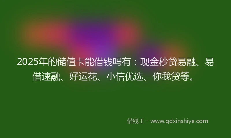2025年的储值卡能借钱吗有：现金秒贷易融、易借速融、好运花、小信优选、你我贷等。