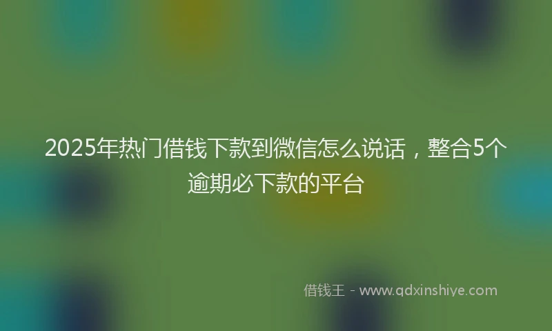 2025年热门借钱下款到微信怎么说话，整合5个逾期必下款的平台
