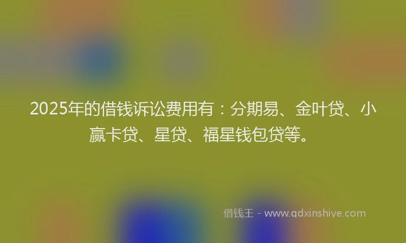2025年的借钱诉讼费用有：分期易、金叶贷、小赢卡贷、星贷、福星钱包贷等。