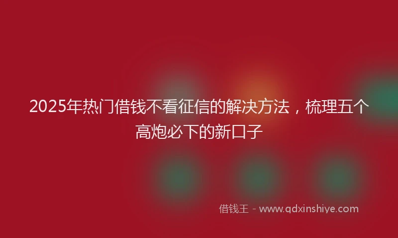 2025年热门借钱不看征信的解决方法，梳理五个高炮必下的新口子