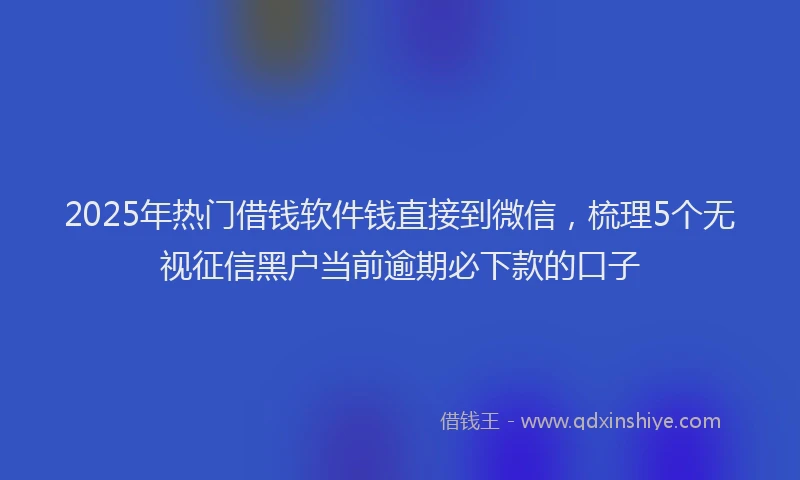 2025年热门借钱软件钱直接到微信，梳理5个无视征信黑户当前逾期必下款的口子