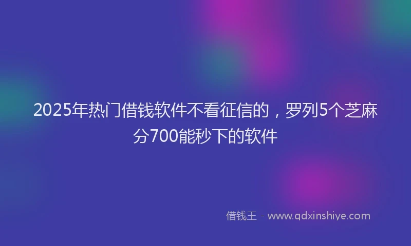 2025年热门借钱软件不看征信的，罗列5个芝麻分700能秒下的软件
