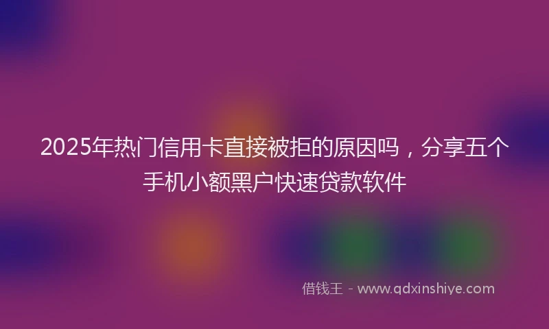 2025年热门信用卡直接被拒的原因吗，分享五个手机小额黑户快速贷款软件