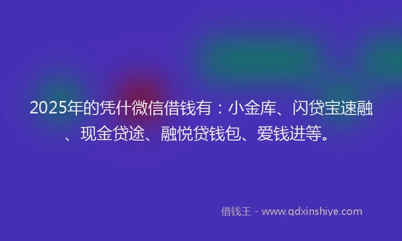 2025年的凭什微信借钱有：小金库、闪贷宝速融、现金贷途、融悦贷钱包、爱钱进等。