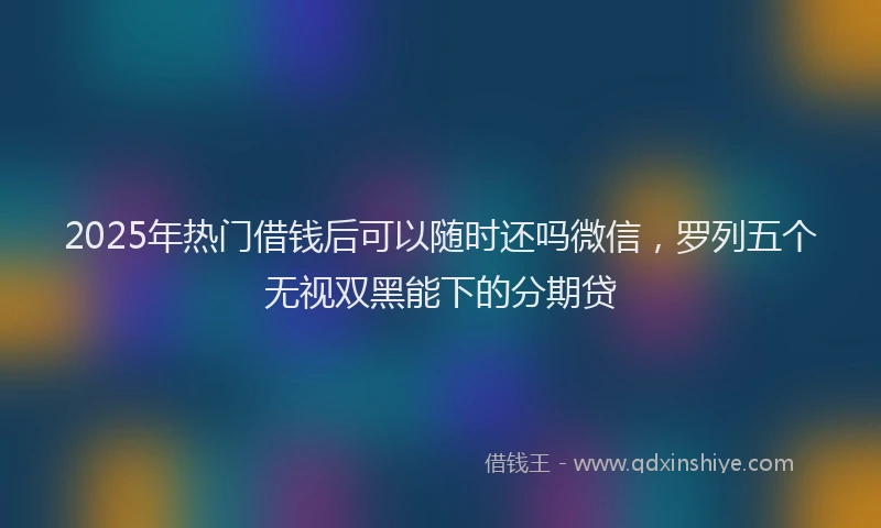 2025年热门借钱后可以随时还吗微信，罗列五个无视双黑能下的分期贷