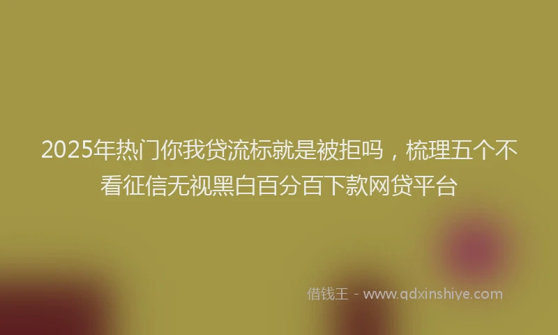 2025年热门你我贷流标就是被拒吗，梳理五个不看征信无视黑白百分百下款网贷平台