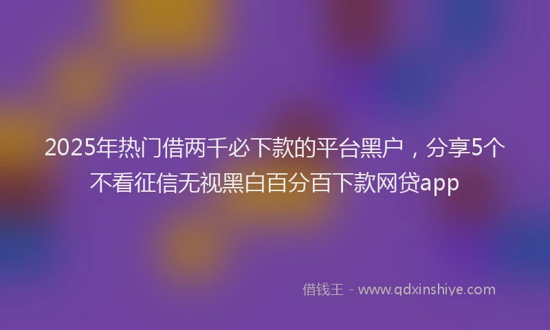 2025年热门借两千必下款的平台黑户，分享5个不看征信无视黑白百分百下款网贷app