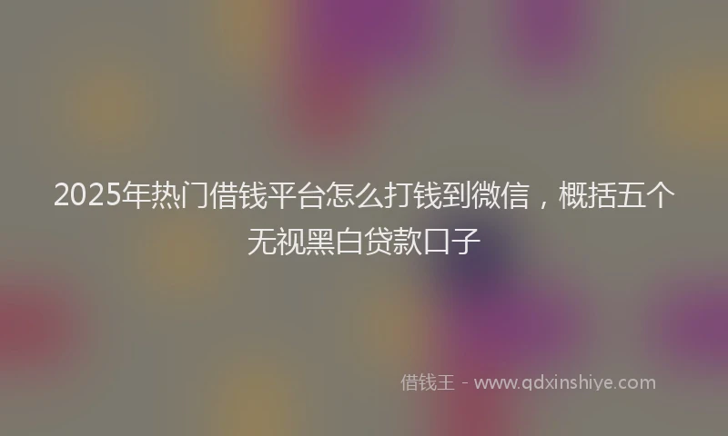 2025年热门借钱平台怎么打钱到微信，概括五个无视黑白贷款口子