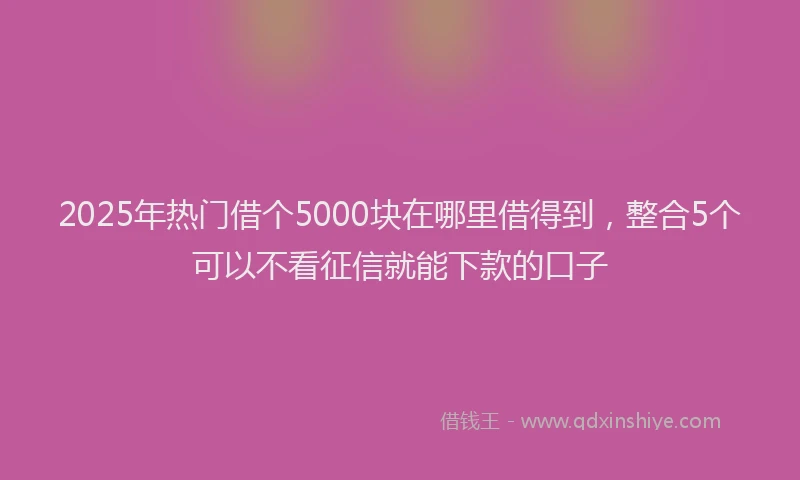 2025年热门借个5000块在哪里借得到，整合5个可以不看征信就能下款的口子