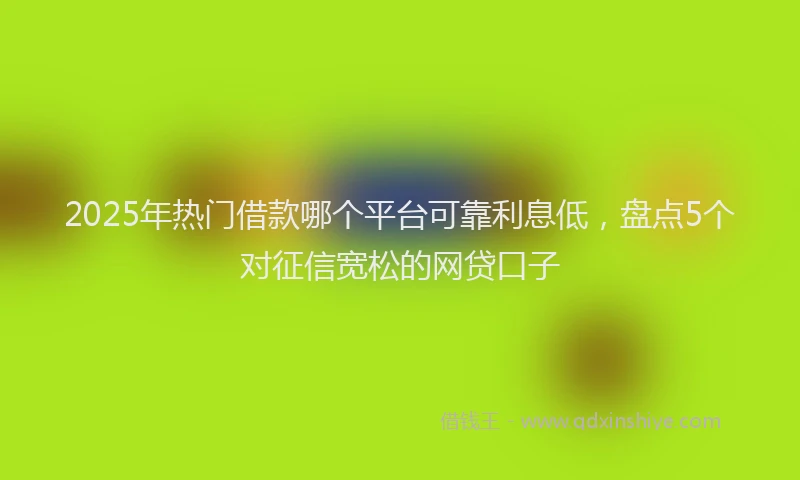 2025年热门借款哪个平台可靠利息低，盘点5个对征信宽松的网贷口子