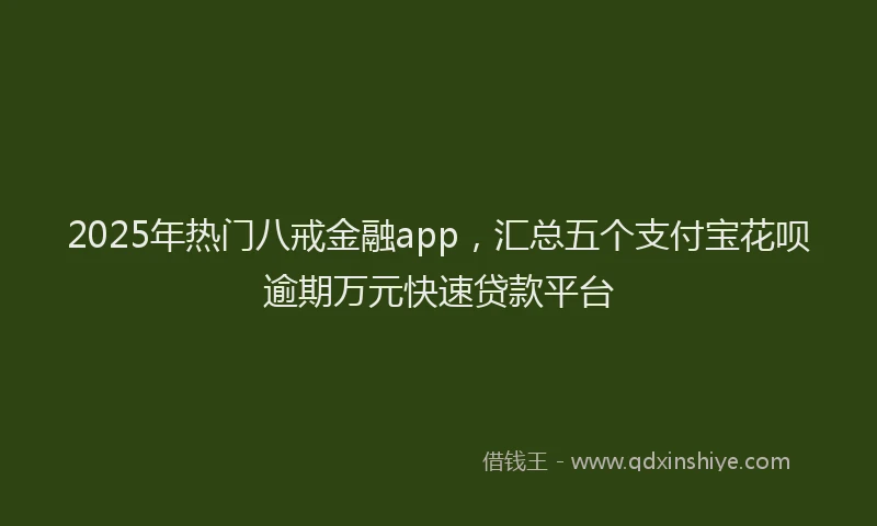 2025年热门八戒金融app，汇总五个支付宝花呗逾期万元快速贷款平台
