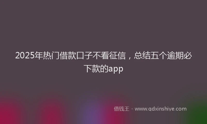 2025年热门借款口子不看征信，总结五个逾期必下款的app