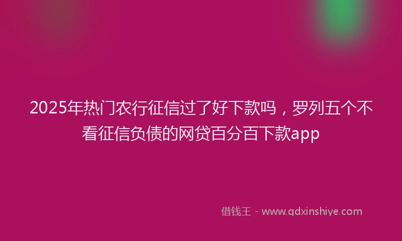 2025年热门农行征信过了好下款吗，罗列五个不看征信负债的网贷百分百下款app