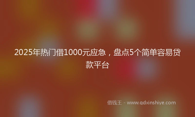 2025年热门借1000元应急，盘点5个简单容易贷款平台