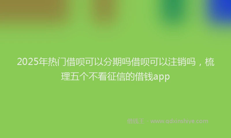 2025年热门借呗可以分期吗借呗可以注销吗，梳理五个不看征信的借钱app