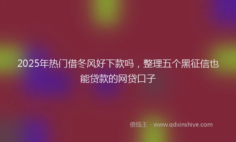 2025年热门借冬风好下款吗，整理五个黑征信也能贷款的网贷口子
