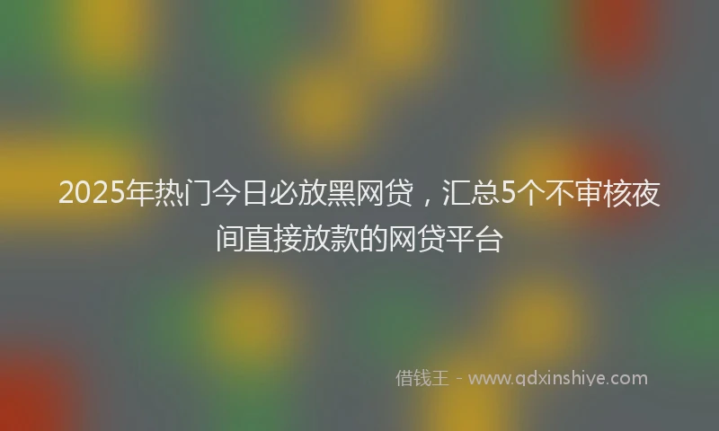 2025年热门今日必放黑网贷，汇总5个不审核夜间直接放款的网贷平台