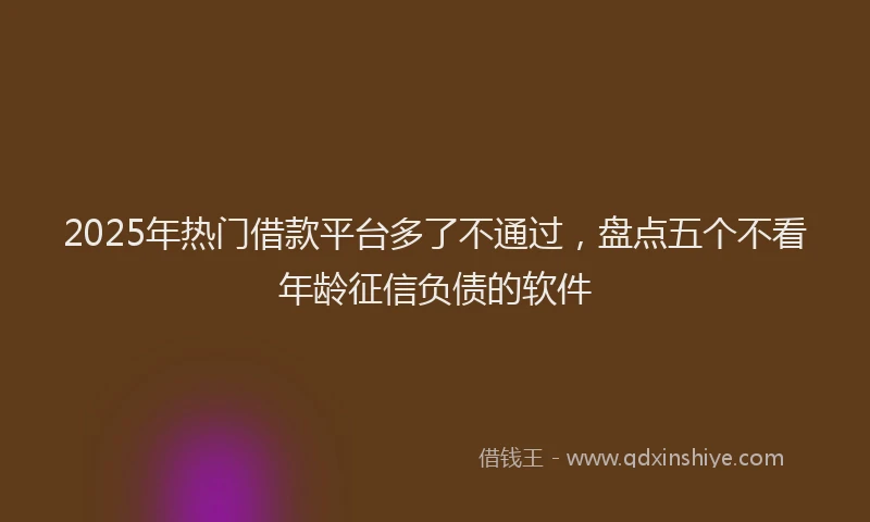 2025年热门借款平台多了不通过，盘点五个不看年龄征信负债的软件