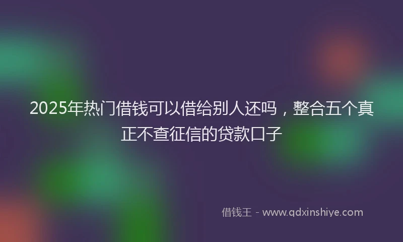 2025年热门借钱可以借给别人还吗，整合五个真正不查征信的贷款口子