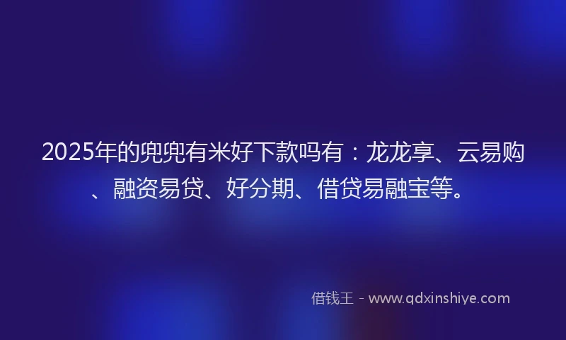 2025年的兜兜有米好下款吗有：龙龙享、云易购、融资易贷、好分期、借贷易融宝等。