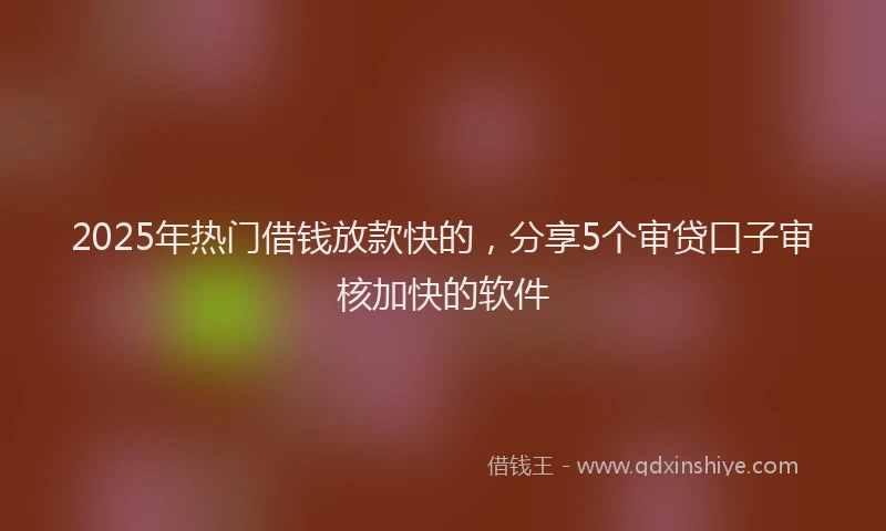 2025年热门借钱放款快的，分享5个审贷口子审核加快的软件