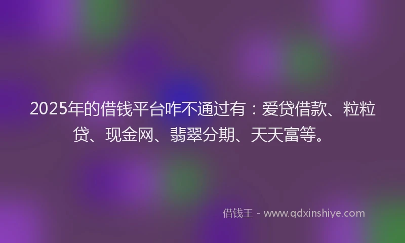 2025年的借钱平台咋不通过有：爱贷借款、粒粒贷、现金网、翡翠分期、天天富等。