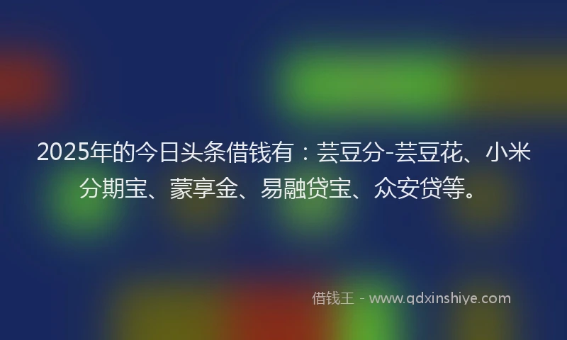 2025年的今日头条借钱有：芸豆分-芸豆花、小米分期宝、蒙享金、易融贷宝、众安贷等。
