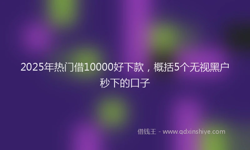 2025年热门借10000好下款，概括5个无视黑户秒下的口子