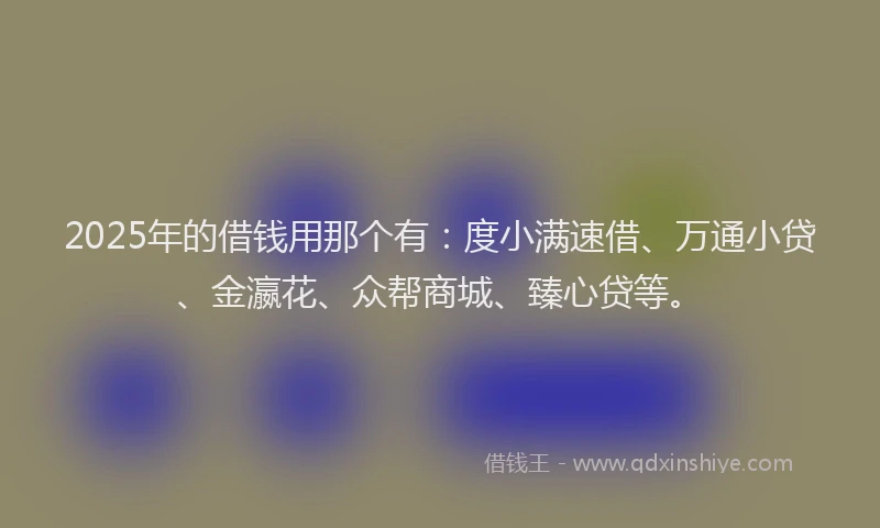 2025年的借钱用那个有：度小满速借、万通小贷、金瀛花、众帮商城、臻心贷等。