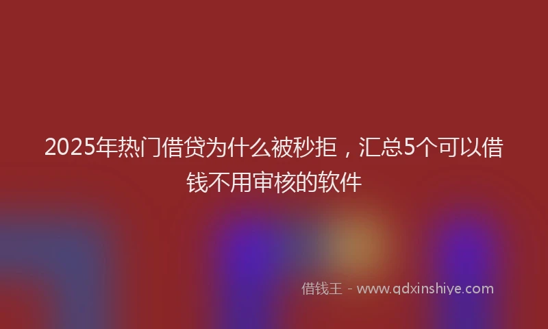 2025年热门借贷为什么被秒拒，汇总5个可以借钱不用审核的软件