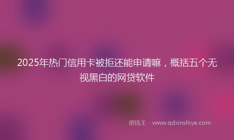 2025年热门信用卡被拒还能申请嘛，概括五个无视黑白的网贷软件