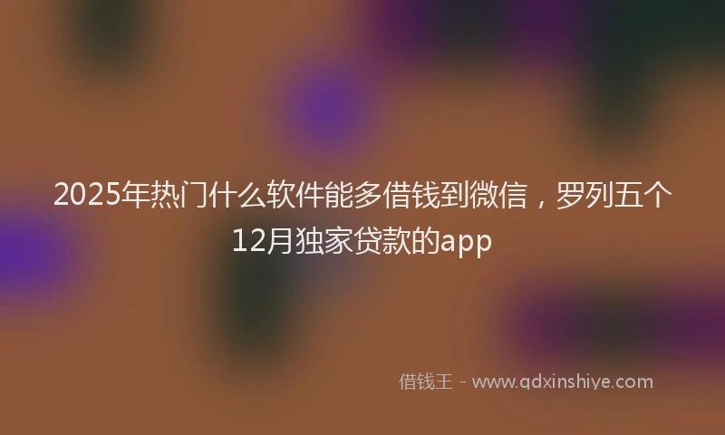 2025年热门什么软件能多借钱到微信，罗列五个12月独家贷款的app