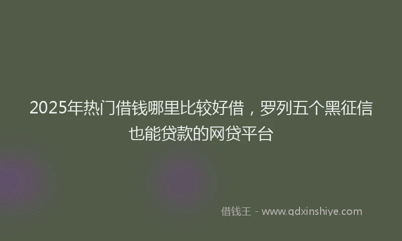 2025年热门借钱哪里比较好借，罗列五个黑征信也能贷款的网贷平台