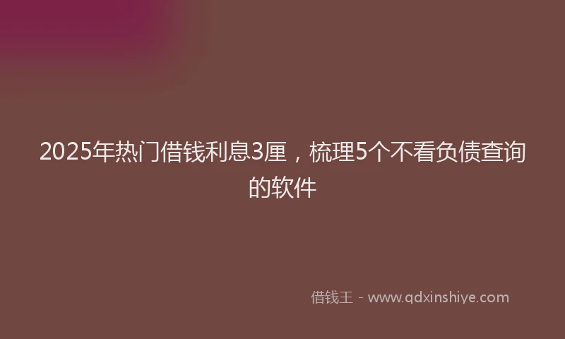 2025年热门借钱利息3厘，梳理5个不看负债查询的软件