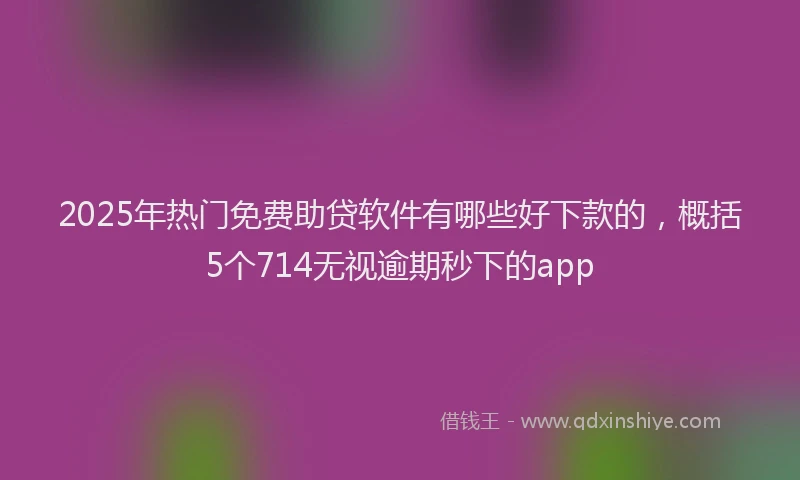 2025年热门免费助贷软件有哪些好下款的，概括5个714无视逾期秒下的app
