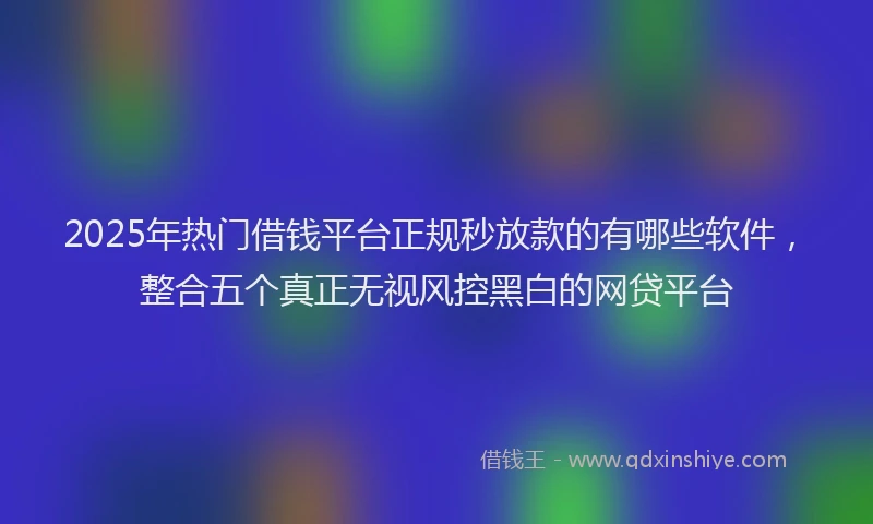 2025年热门借钱平台正规秒放款的有哪些软件，整合五个真正无视风控黑白的网贷平台