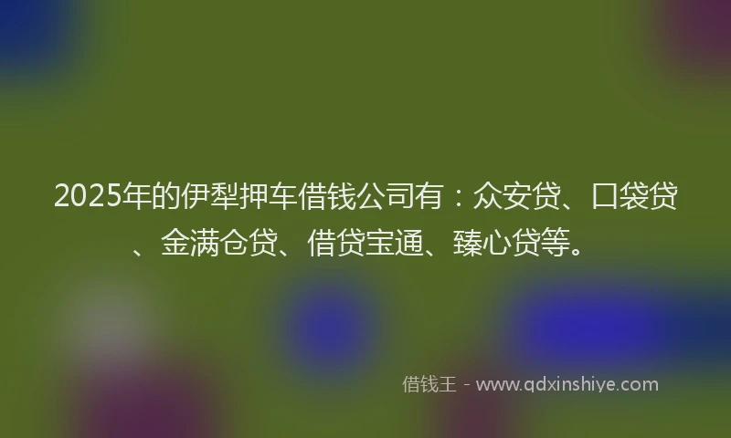 2025年的伊犁押车借钱公司有：众安贷、口袋贷、金满仓贷、借贷宝通、臻心贷等。
