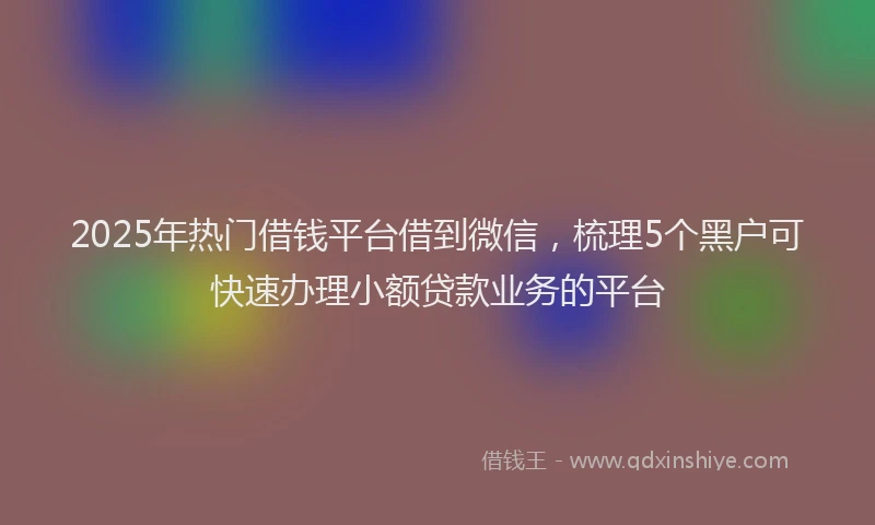 2025年热门借钱平台借到微信，梳理5个黑户可快速办理小额贷款业务的平台