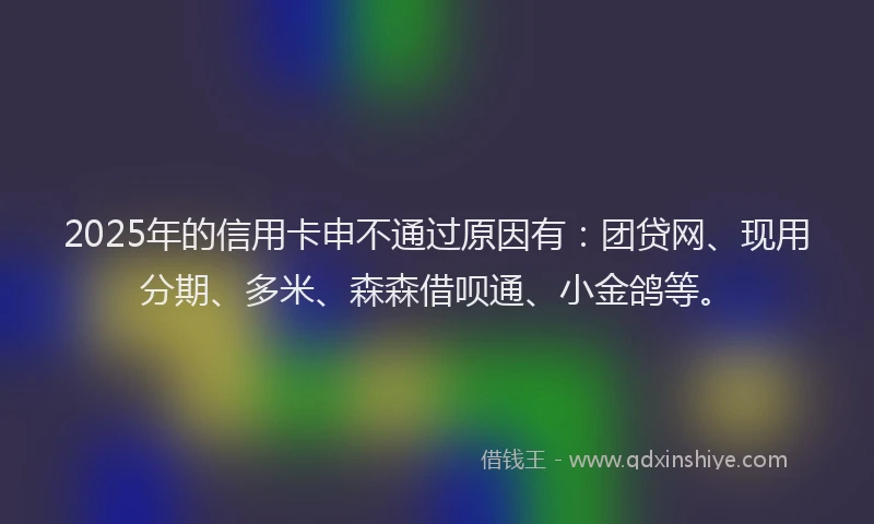 2025年的信用卡申不通过原因有：团贷网、现用分期、多米、森森借呗通、小金鸽等。