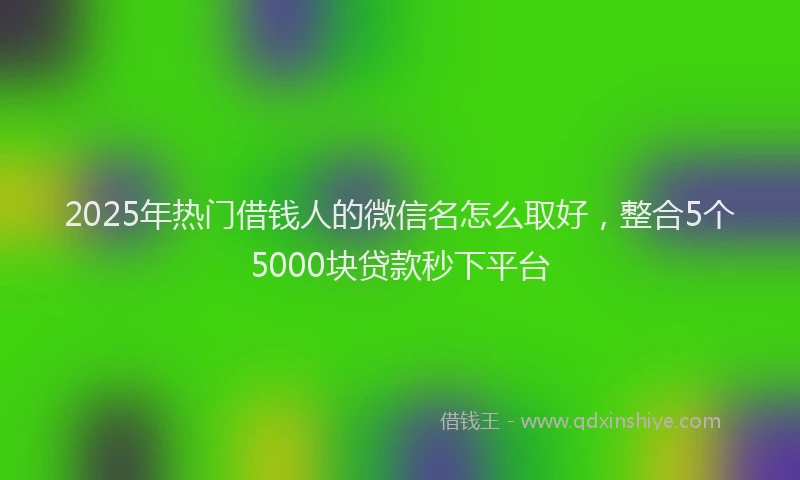 2025年热门借钱人的微信名怎么取好，整合5个5000块贷款秒下平台