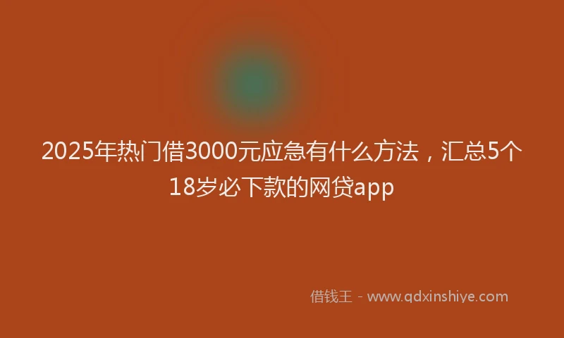 2025年热门借3000元应急有什么方法，汇总5个18岁必下款的网贷app