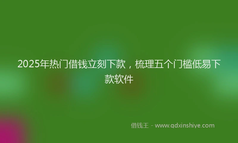 2025年热门借钱立刻下款，梳理五个门槛低易下款软件