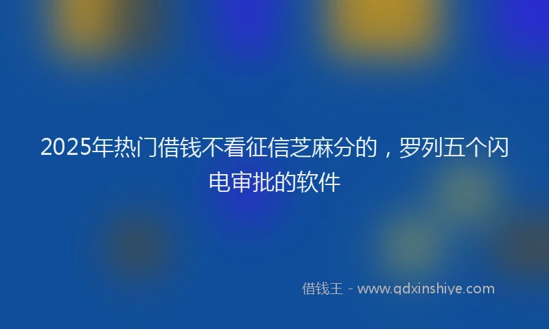 2025年热门借钱不看征信芝麻分的，罗列五个闪电审批的软件