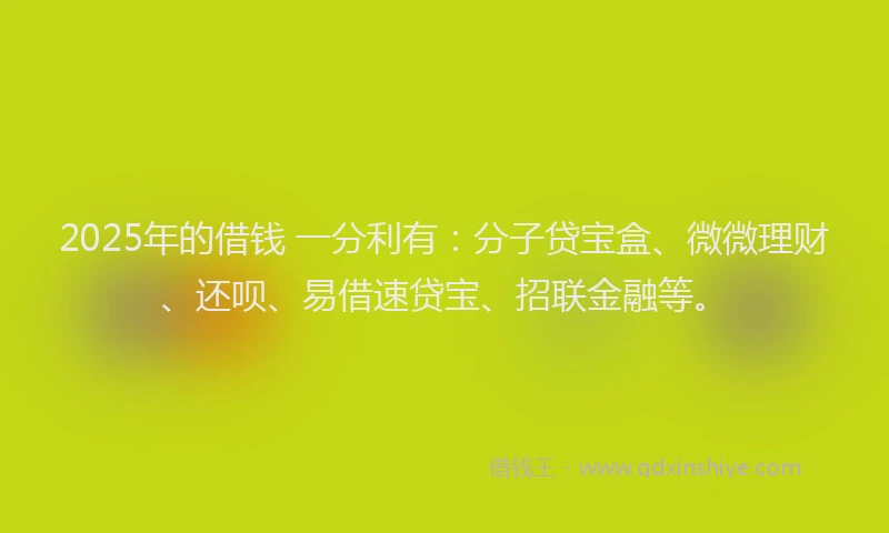 2025年的借钱 一分利有：分子贷宝盒、微微理财、还呗、易借速贷宝、招联金融等。
