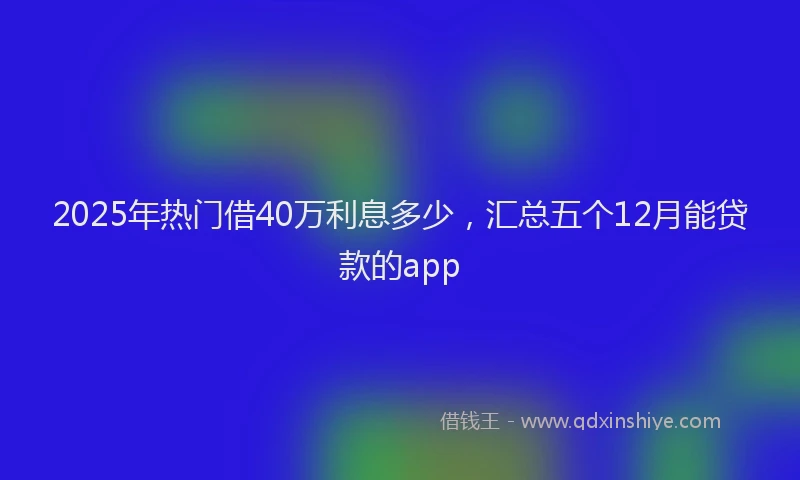 2025年热门借40万利息多少，汇总五个12月能贷款的app