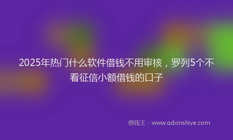 2025年热门什么软件借钱不用审核，罗列5个不看征信小额借钱的口子
