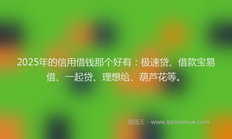 2025年的信用借钱那个好有：极速贷、借款宝易借、一起贷、理想给、葫芦花等。