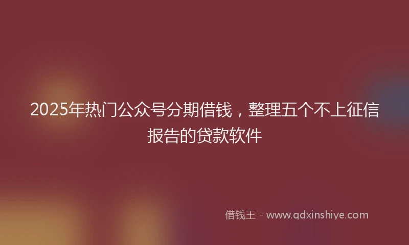 2025年热门公众号分期借钱，整理五个不上征信报告的贷款软件
